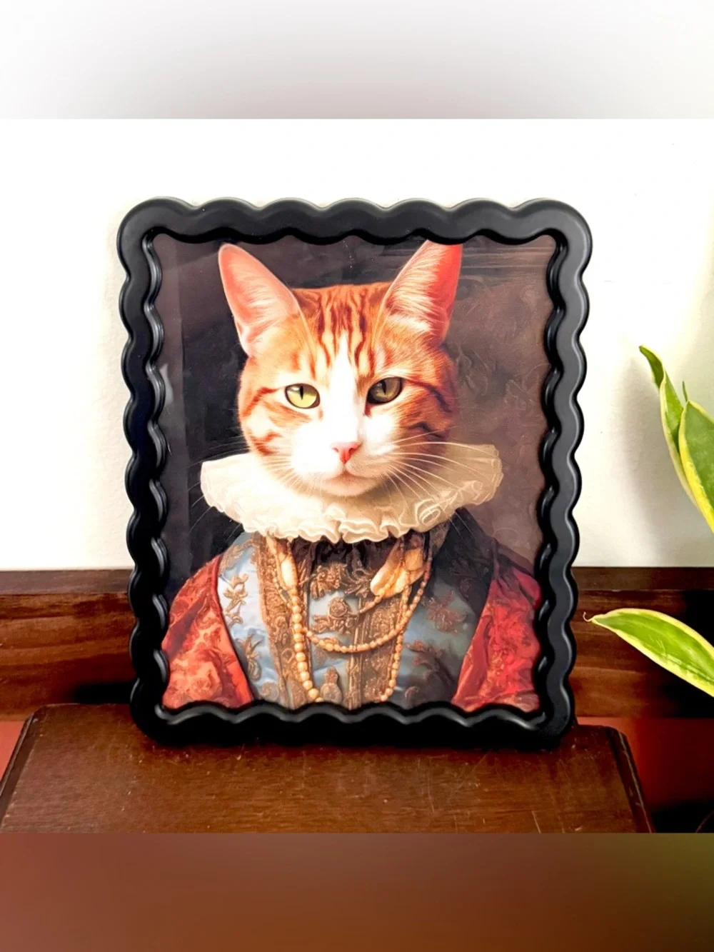 Renaissance Victorian Cat Portrait Vintage Style Canvas Wall Art Framed Art